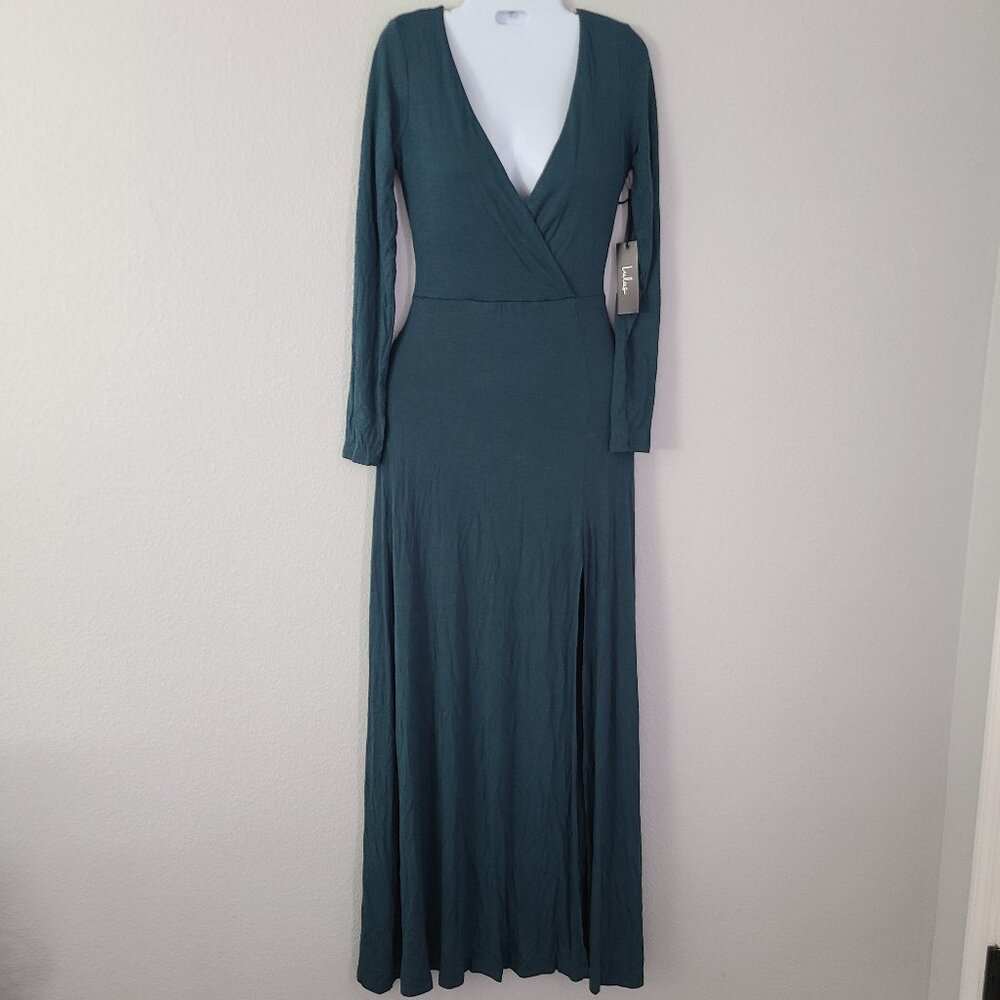 Lulus Maxi Dress Green Long Sleeve Women's Size Small NWT - Picture 3 of 13